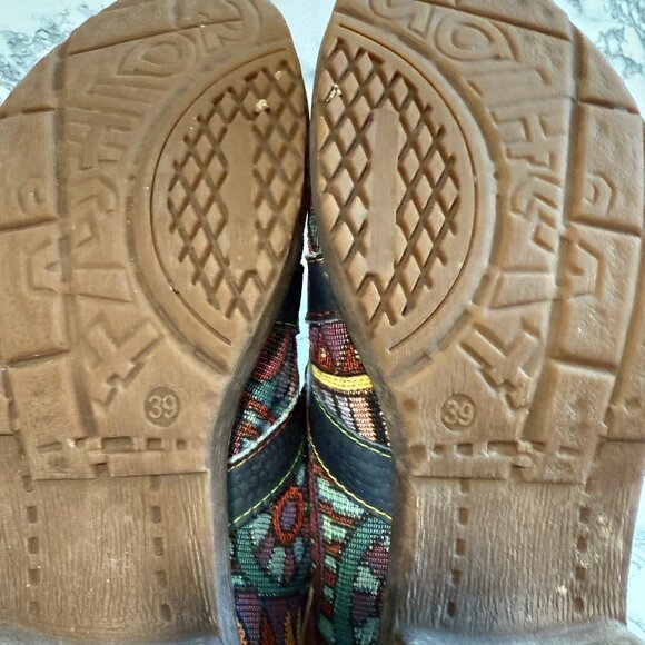 Socofy Women 39 US 8-8.5 Bohemian Loafer Shoe Leather Colorful Art to Wear Boho - Picture 6 of 7